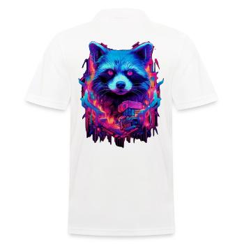 Illustration de raton laveur futuriste au néon - Polo Homme - blanc - Dos - Kai (181cm)