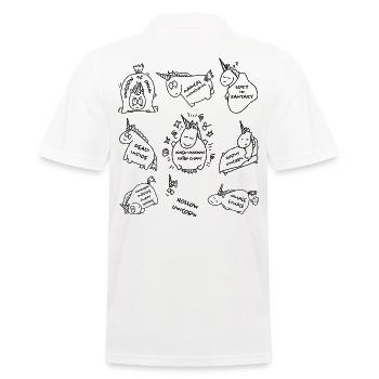 Unicorn Collection - Einhornsammlung - Men's Polo Shirt - white - Back - Kai (181cm)