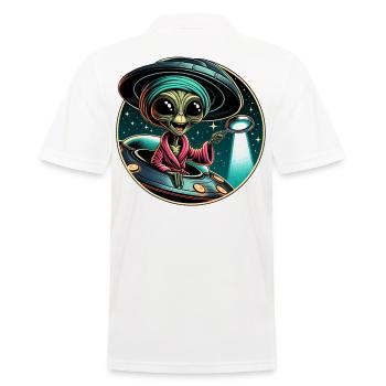 Außerirdischer Detektiv im UFO-Licht - Männer Poloshirt - Weiß - Hinten - Kai (181cm)