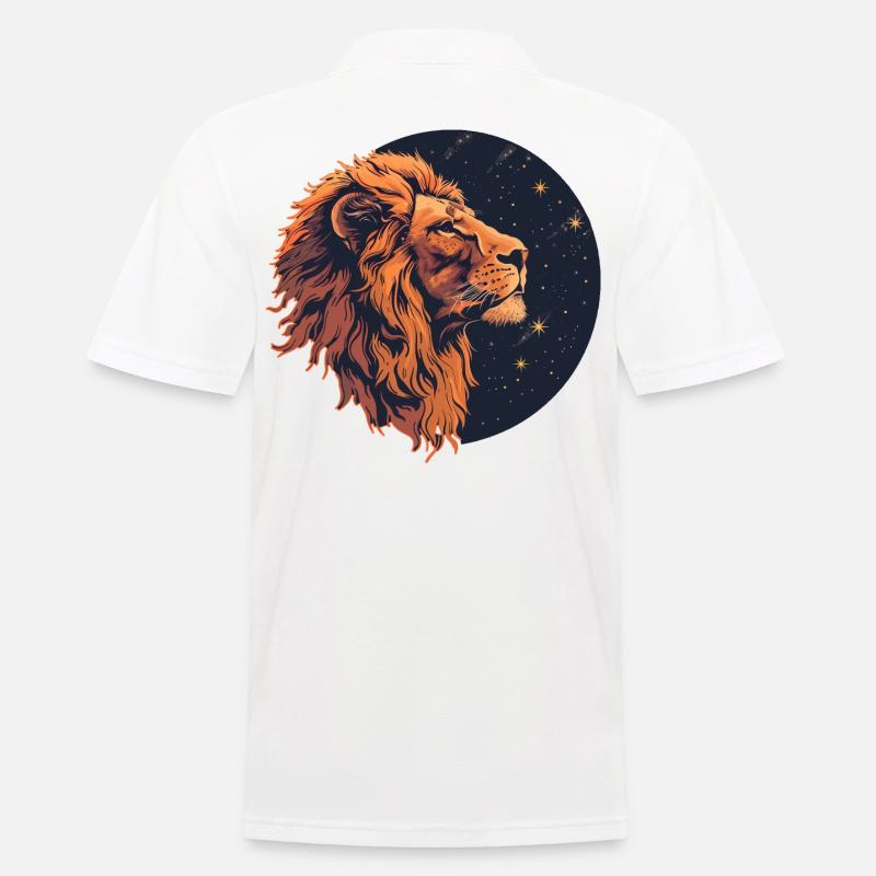 Löwe mit Sternenhimmel - Männer Poloshirt - Weiß