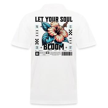 Hibiscus Blue Tropical Blossom Let your soul bloom - Men's Polo Shirt - white - Back - Kai (181cm)