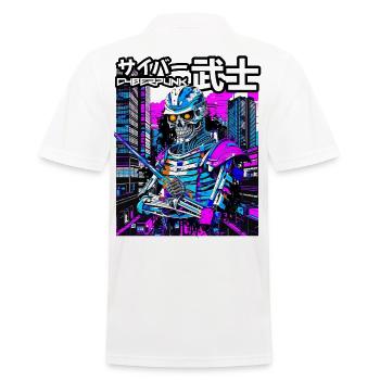 Cyber-Samurai Skelett Neon City - Männer Poloshirt - Weiß - Hinten - Kai (181cm)