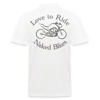 Les motards aiment faire du vélo nu - Polo Homme - blanc - Dos - Kai (181cm)