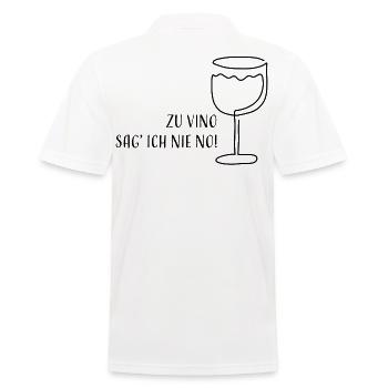 Zu Vino sag' ich nie No! | Weinglas Skizze Spruch - Männer Poloshirt - Weiß - Hinten - Kai (181cm)