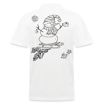 Schneemann mit Schlitten Weihnachten - Männer Poloshirt - Weiß - Hinten - Kai (181cm)