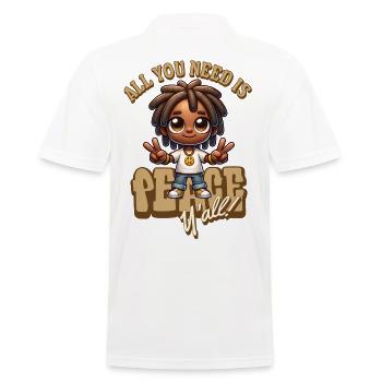 Peace Yall Cartoon Vibe - Männer Poloshirt - Weiß - Hinten - Kai (181cm)