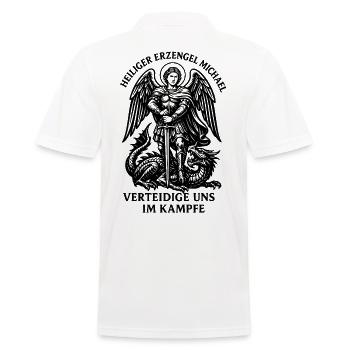 Erzengel Michael verteidige uns – Kampf mit Drache - Männer Poloshirt - Weiß - Hinten - Kai (181cm)