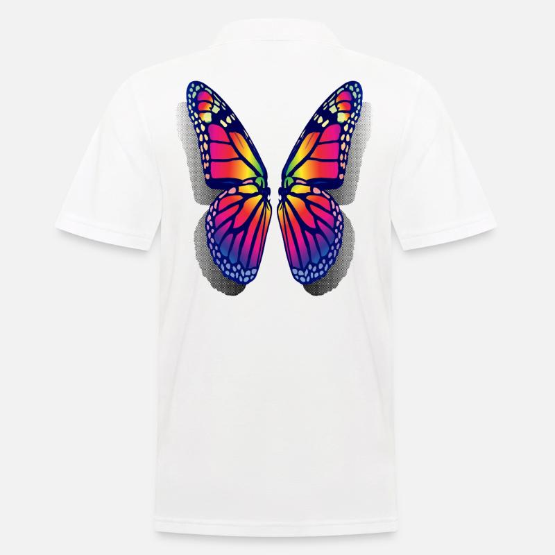 Regenbogen-Schmetterlingsflügel - Männer Poloshirt - Weiß