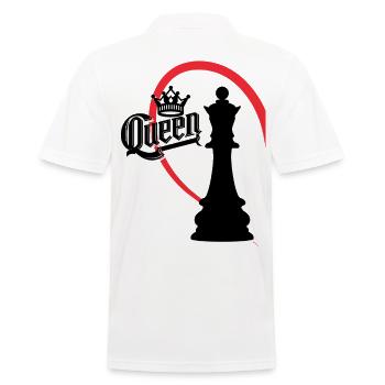 Schachkönigin Links Halbherz - Männer Poloshirt - Weiß - Hinten - Kai (181cm)