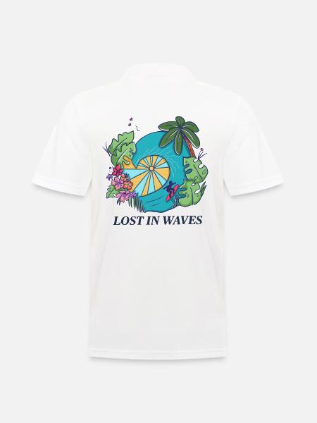 Lost in Waves – Tropical Surf Vibes Design - Men's Polo Shirt - white
