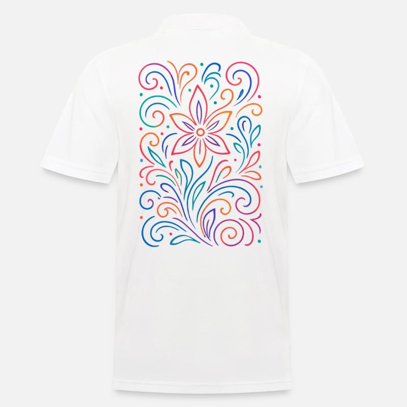 Leuchtendes Blumenmuster in Neonfarben - Männer Poloshirt - Weiß