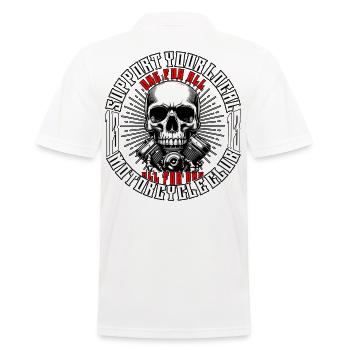 Biker Chopper Motorradfahrer Skull mit Motor - Männer Poloshirt - Weiß - Hinten - Kai (181cm)