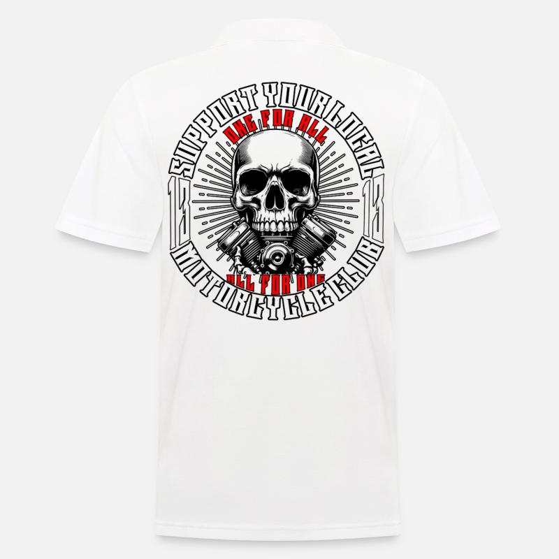 Biker Chopper Motorradfahrer Skull mit Motor - Männer Poloshirt - Weiß