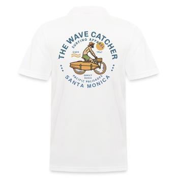 Design of Surfer in Santa Monica - Men's Polo Shirt - white - Back - Kai (181cm)