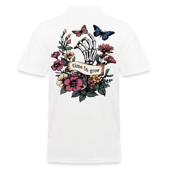 time to grow - Skeleton butterflies & flowers - Men's Polo Shirt - white - Back - Kai (181cm)