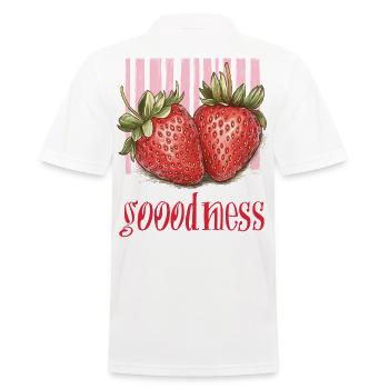 Erdbeere - goodness - Männer Poloshirt - Weiß - Hinten - Kai (181cm)