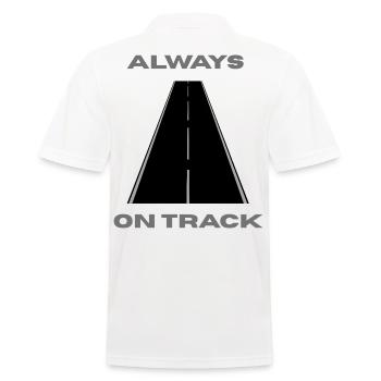 Always On Track – Motivationsspruch für Sport & Al - Männer Poloshirt - Weiß - Hinten - Kai (181cm)