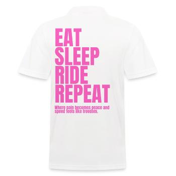 Eat Sleep Ride Repeat Bicycle Motif - Men's Polo Shirt - white - Back - Kai (181cm)