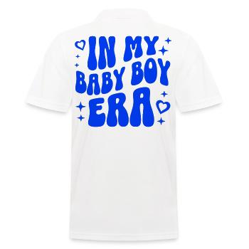 Baby Boy Gift Birth Baby Shower Mother Son - Men's Polo Shirt - white - Back - Kai (181cm)