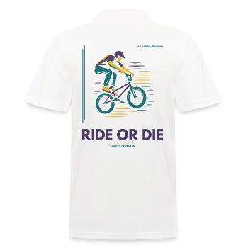 Ride or Die – BMX Street Division Shirt - Männer Poloshirt - Weiß - Hinten - Kai (181cm)