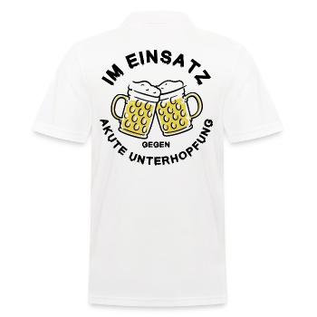 Unterhopfung Einsatz – Stammtisch Bier Spruch - Männer Poloshirt - Weiß - Hinten - Kai (181cm)