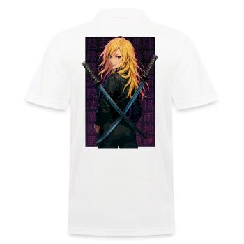 Blonder Samurai Mit Gekreuzten Klingen Kreuzung - Männer Poloshirt - Weiß - Hinten - Kai (181cm)
