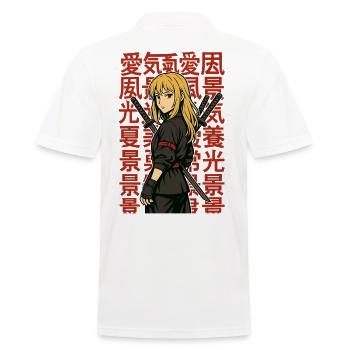 風景愛光夏景 Anime Heroine Sword Kanji - Men's Polo Shirt - white - Back - Kai (181cm)