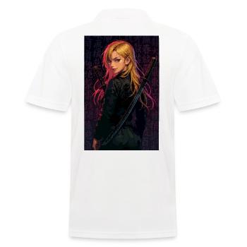 Kämpferin Mit Doppelsäbel Im Dunkel - Männer Poloshirt - Weiß - Hinten - Kai (181cm)