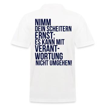 about going wild: Nimm dein Scheitern ernst - Männer Poloshirt - Weiß - Hinten - Kai (181cm)