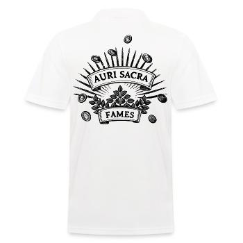 Auri sacra fames |  Verfluchter Hunger nach Gold - Männer Poloshirt - Weiß - Hinten - Kai (181cm)