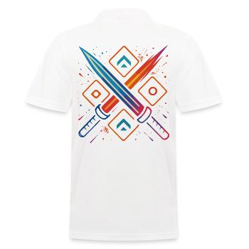 Gaming Schwerter Neon - Männer Poloshirt - Weiß - Hinten - Kai (181cm)