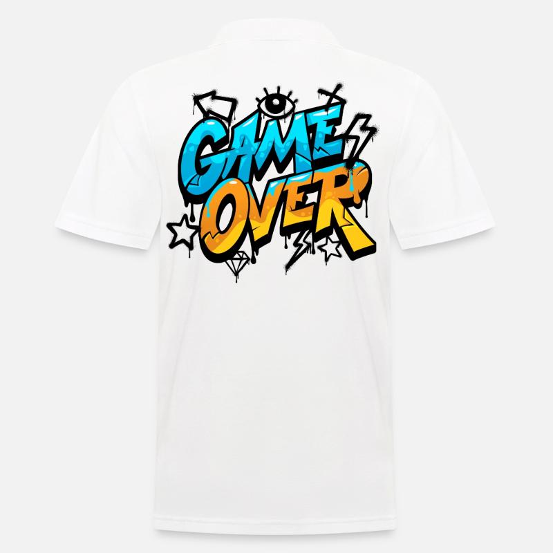 Game Over Graffiti Neon Gradient - Männer Poloshirt - Weiß