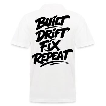 Built Drift Fix Repeat v2 - Men's Polo Shirt - white - Back - Kai (181cm)