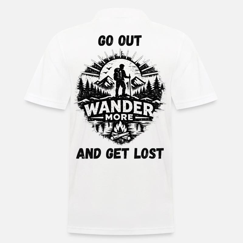 Wander More Backprint - Männer Poloshirt - Weiß