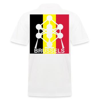 Brussels Atomium – Belgian Flag Square Icon - Men's Polo Shirt - white - Back - Kai (181cm)