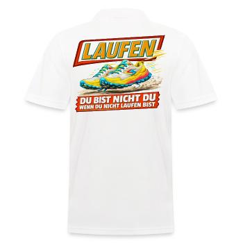 Laufen - Du bist nur Du wenn Du läufst - Männer Poloshirt - Weiß - Hinten - Kai (181cm)