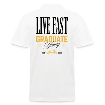 Graduation Ceremony Yellow Typography - Men's Polo Shirt - white - Back - Kai (181cm)