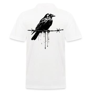 Raven on Barbed Wire Ink - Men's Polo Shirt - white - Back - Kai (181cm)