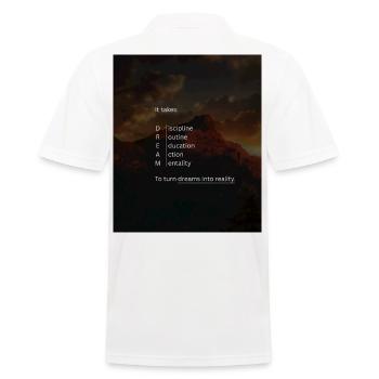 Traum in Bergkulisse – Disziplin - Männer Poloshirt - Weiß - Hinten - Kai (181cm)