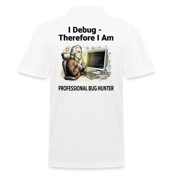 Retro Scholar at Coding Console - light background - Men's Polo Shirt - white - Back - Kai (181cm)