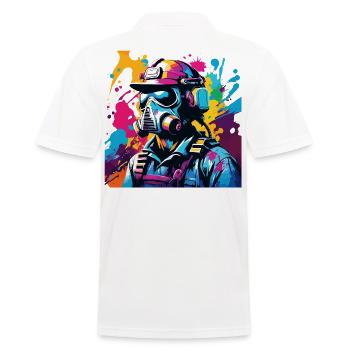 Vivid Gasmask Warrior - Men's Polo Shirt - white - Back - Kai (181cm)