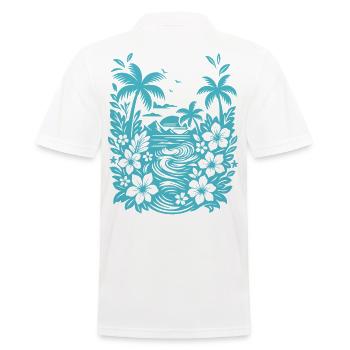 Beach Tropical Lagoon Silhouette - Men's Polo Shirt - white - Back - Kai (181cm)