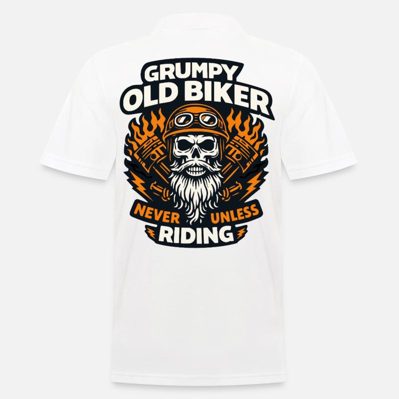 Grummeliger Alter Biker - Männer Poloshirt - Weiß