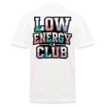 Déclaration rétro de style universitaire Low Energy Club - Polo Homme - blanc - Dos - Kai (181cm)