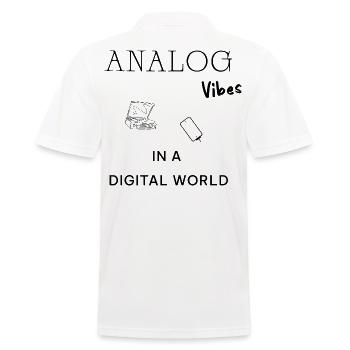 Analog Vibes Backprint – Retro Vinyl Aesthetic - Männer Poloshirt - Weiß - Hinten - Kai (181cm)