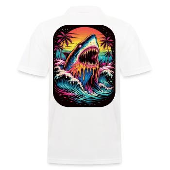 Requin néon au coucher du soleil - Polo Homme - blanc - Dos - Kai (181cm)