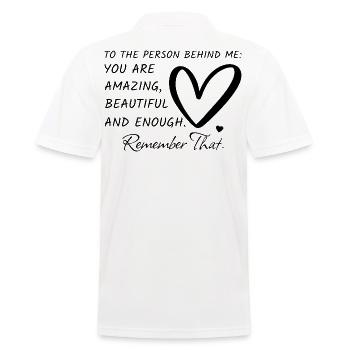 An die Person hinter mir - Motivationsshirt Hoodie - Männer Poloshirt - Weiß - Hinten - Kai (181cm)