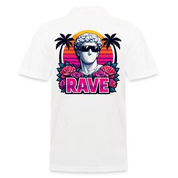 RAVE Retro Statue Sunset for Festival & Party - Men's Polo Shirt - white - Back - Kai (181cm)