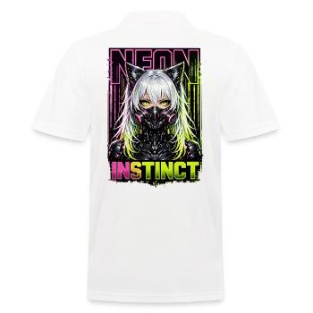 Neon Instinct Cyberpunk Cat Girl Style - Men's Polo Shirt - white - Back - Kai (181cm)