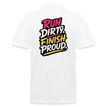 Run Dirty Finish Proud Running Odds - Men's Polo Shirt - white - Back - Kai (181cm)
